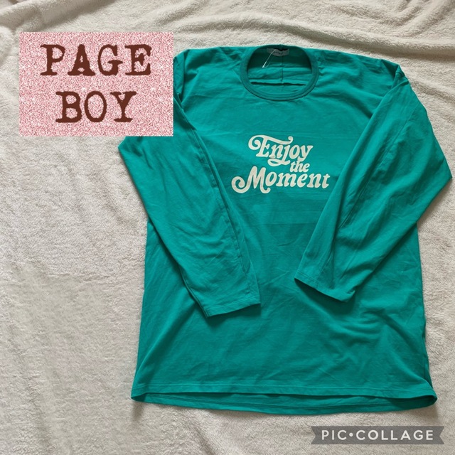 PAGE BOY ロゴTシャツ 長袖Tシャツ 長T グリーン オーバーサイズ メンズのトップス(Tシャツ/カットソー(七分/長袖))の商品写真