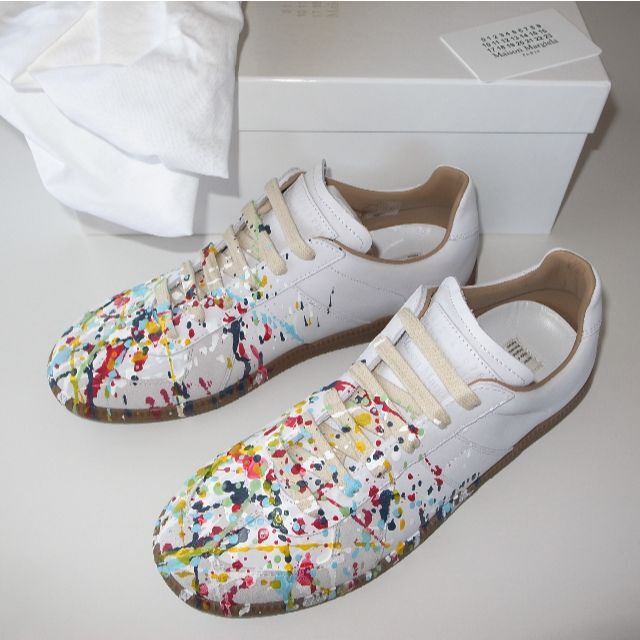margiela マルジェラ ジャーマントレーナー ペイント white 40-