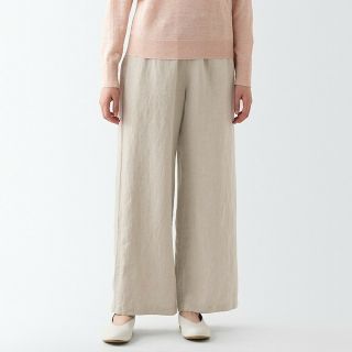 ムジルシリョウヒン(MUJI (無印良品))の◆新品◆  無印良品フレンチリネンストレートパンツ／生成／Ｌ(カジュアルパンツ)