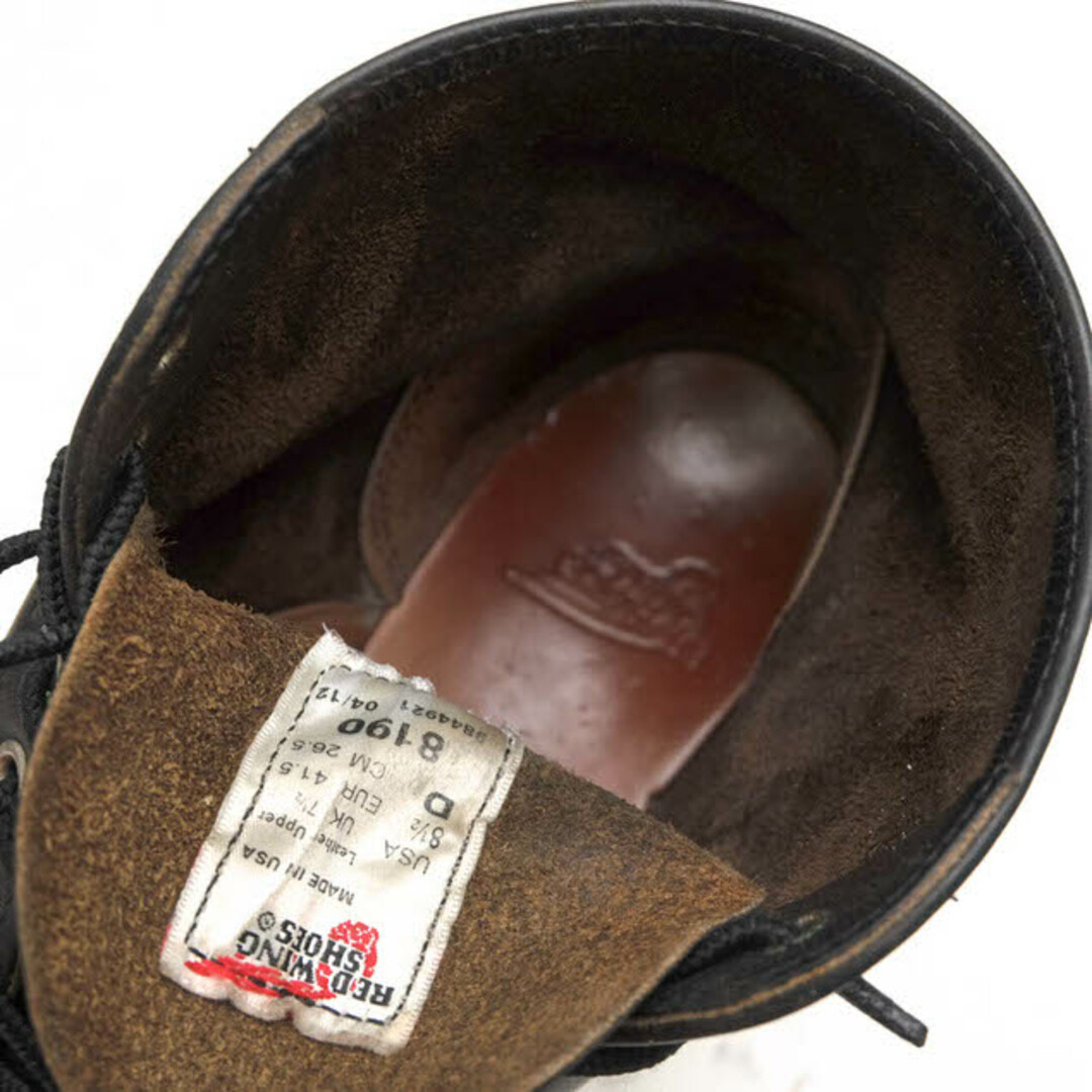 レッドウィング/RED WING ワークブーツ シューズ 靴 メンズ 男性 男性用レザー 革 本革 ブラック 黒 8190 Classic Work Round-Toe クラシックワーク トラクショントレッドソール グッドイヤーウェルト製法 プレーントゥ