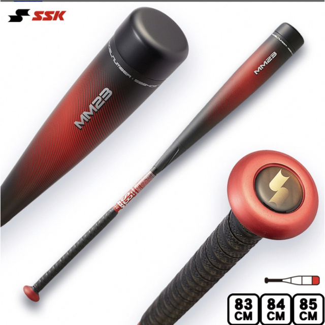 美品】SSK MM23 トップバランス 84㎝ 軟式 バット エスエスケー-