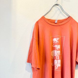 アメリカンアパレル(American Apparel)のアメリカンアパレル　象　アニマル　動物　半袖Tシャツ　オレンジ(Tシャツ/カットソー(半袖/袖なし))