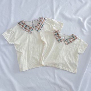 ニシマツヤ(西松屋)の今期　ペアマノン　襟付きデザインTシャツ　チェック　90 130(Tシャツ/カットソー)