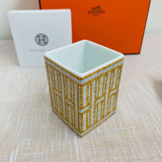 HERMES エルメス モザイクヴァンキャトル ゴールド シュガーポット-