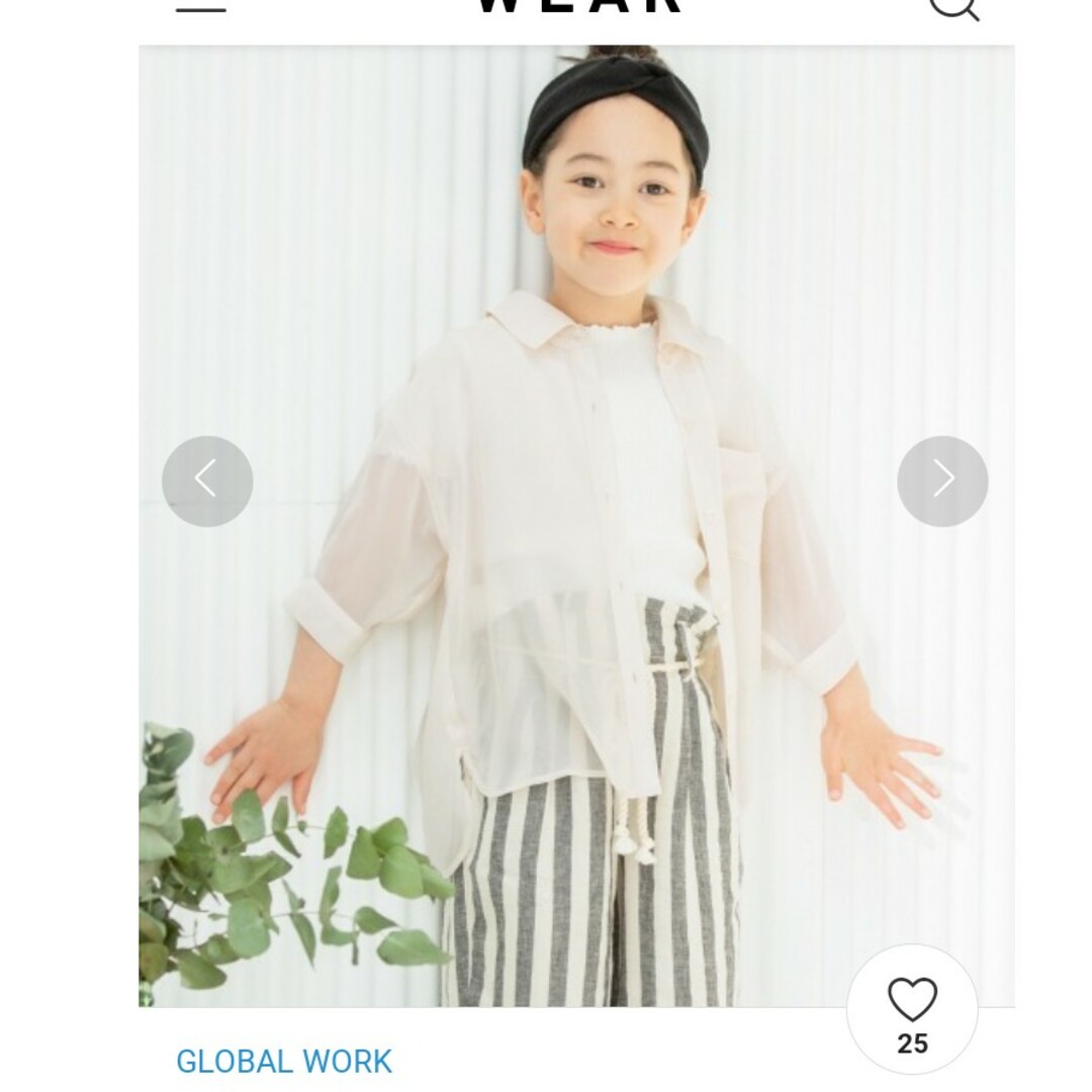 GLOBAL WORK(グローバルワーク)のGLOBAL WORK キッズ シアーBIGシャツ キッズ/ベビー/マタニティのキッズ服女の子用(90cm~)(ブラウス)の商品写真