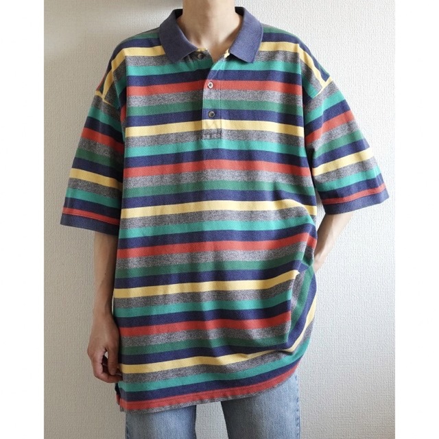 90s 古着 GANT USA製 マルチボーダー ポロシャツ Tシャツ 商品の状態