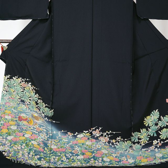 黒留袖 本加賀友禅 吉田茂作 オシドリ 仮絵羽 未仕立て 訳あり 在庫