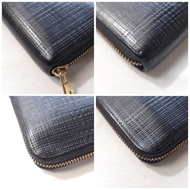 【付属品有】ロエベ LOEWE リネン 長財布 ラウンドジップ アナグラム 黒