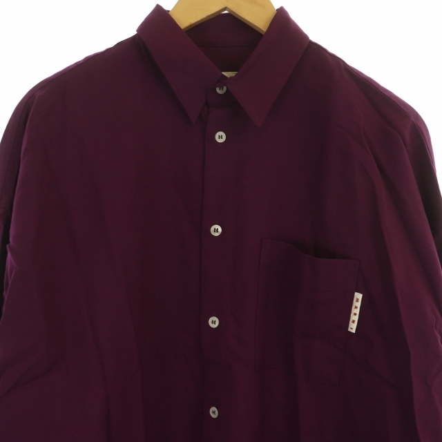 マルニ 22AW トロピカルシャツ 長袖 前開き ウール 46 紫
