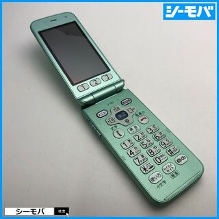 フジツウ(富士通)の807 ガラケー らくらくホン F-02J 美品 ドコモ グリーン(携帯電話本体)