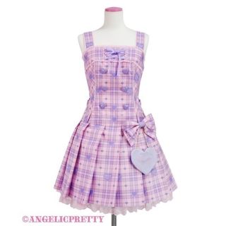 アンジェリックプリティー(Angelic Pretty)のAngelicPrettySprinkleHeartTartaジャンパースカート(ひざ丈ワンピース)