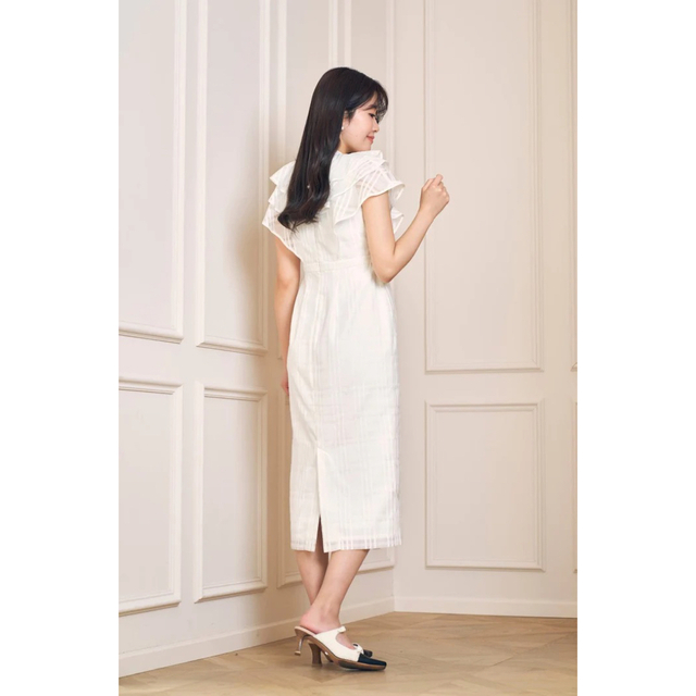 Split Ruffled Check Organza dress