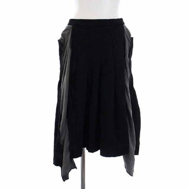 COMME des GARCONS(コムデギャルソン)のコムデギャルソン 10AW フレアスカート ひざ丈 切替 変形 XS 黒 レディースのスカート(ひざ丈スカート)の商品写真