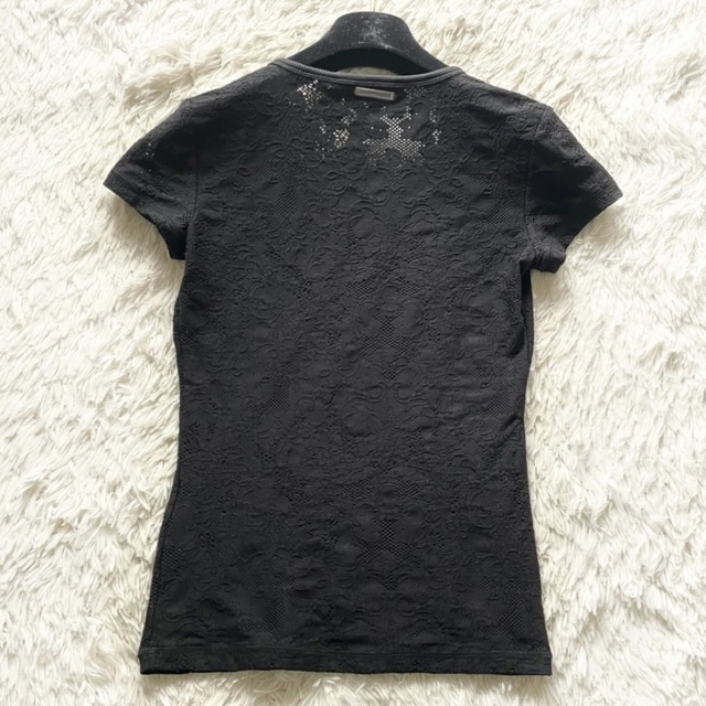 ARMANI EXCHANGE(アルマーニエクスチェンジ)のアルマーニエクス 半袖 Tシャツ レース 総柄 花柄 ブランドロゴタグ レディースのトップス(Tシャツ(半袖/袖なし))の商品写真