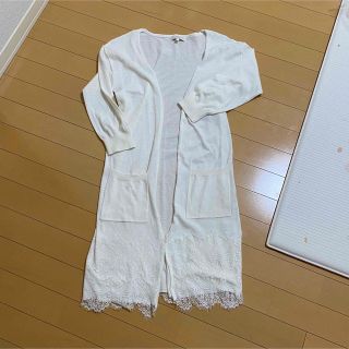 プロポーションボディドレッシング(PROPORTION BODY DRESSING)のカーディガン＊ホワイト＊レース＊七分袖＊ミディ丈(カーディガン)