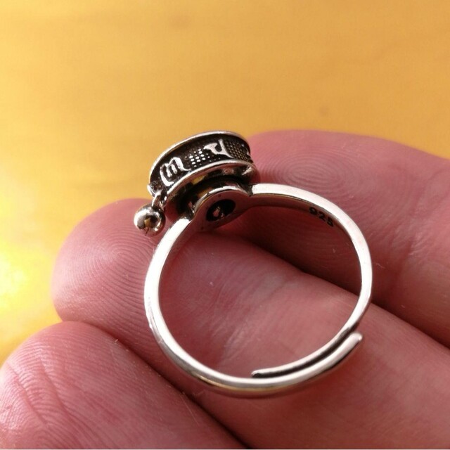 蔵銀合金製梵字付回転マニ車指輪(フリーサイズ) レディースのアクセサリー(リング(指輪))の商品写真