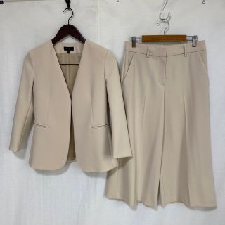 theory - theory admiral crepeノーカラージャケット パンツ ベージュ
