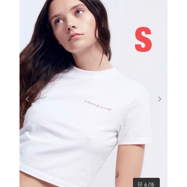 Calvin Klein(カルバンクライン)の【新品】カルバンクライン　ジェニー　コットンジャージーベビーTシャツS レディースのトップス(Tシャツ(半袖/袖なし))の商品写真