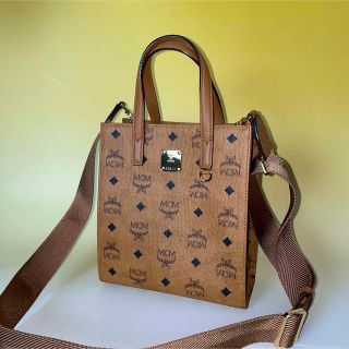 MCM ミニボストンバッグ 2way ハンドバッグ 斜め掛け◎ ブラウン