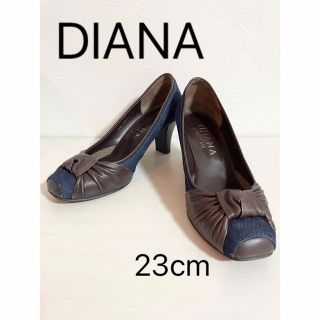 ダイアナ(DIANA)の美品　DIANA ダイアナ　 WELL FIT パンプス ブラウン　デニム(ハイヒール/パンプス)