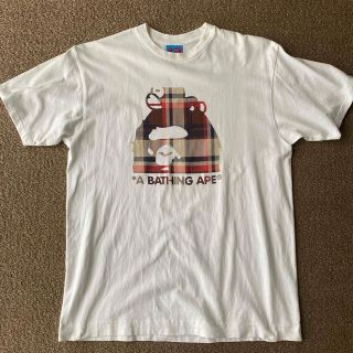 アベイシングエイプ(A BATHING APE)のA BATHING APE  Tシャツ ラブジェネ チェック 白 エイプ(Tシャツ/カットソー(半袖/袖なし))