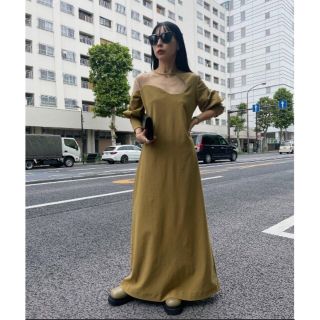 アメリヴィンテージ(Ameri VINTAGE)のLAKE CURVE TRICOT RIB DRESS(ロングドレス)