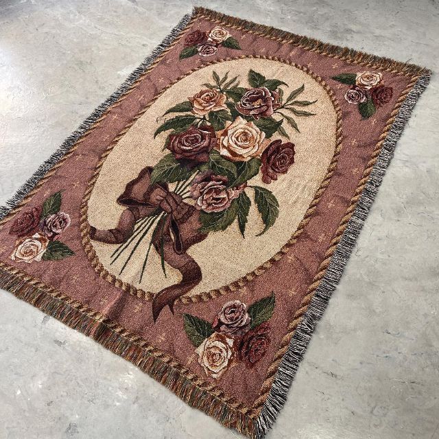 花 薔薇 マルチカバー ソファーカバー ビンテージラグ 185x125 | フリマアプリ ラクマ