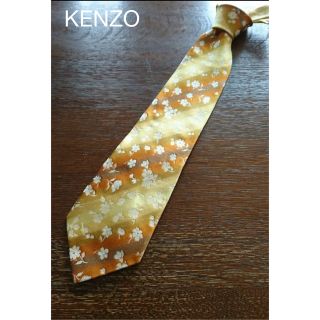 ケンゾー(KENZO)のKENZO  イエロー×ブラウンのグラデーションが雰囲気ある小花柄のネクタイ(ネクタイ)