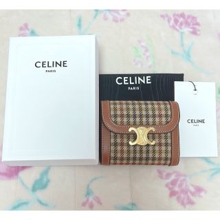 セリーヌ(celine)のセリーヌ　スモールトリオンフウォレット　ツイード　折りたたみ(財布)