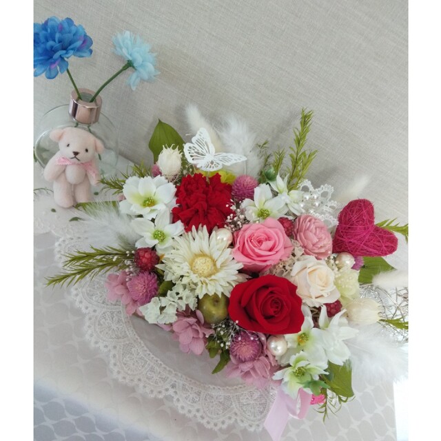 プリザーブドフラワー　アレンジメント　花器アレンジ　❁ハンドメイド❁　sale ハンドメイドのフラワー/ガーデン(プリザーブドフラワー)の商品写真