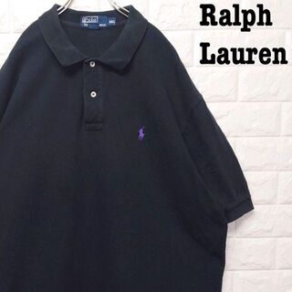 ラルフローレン(Ralph Lauren)のビッグサイズ★ラルフローレン Ralph Lauren ポロシャツ 刺繡ロゴ 黒(ポロシャツ)