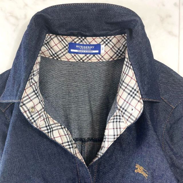 BURBERRY BLUE LABEL(バーバリーブルーレーベル)の美品♪バーバリーブルーレーベル デニムワンピース ノバチェック三陽商会38S〜M レディースのワンピース(ひざ丈ワンピース)の商品写真