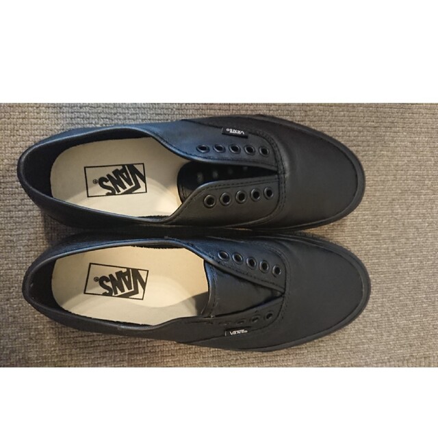 vans authentic black leather バンズ オーセンティッ