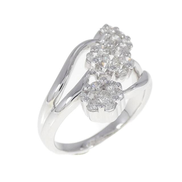 K18WG フラワー ダイヤモンド リング 1.00CT-