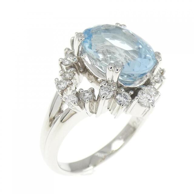 消費税無し PT アクアマリン 2.99CT リング リング(指輪) - www