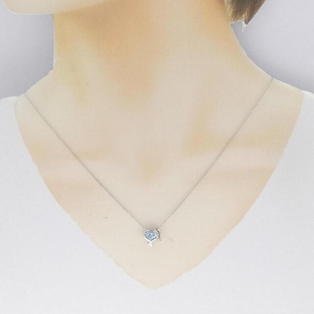 スーパー K10WG 2WAY ハート ブルートパーズ ネックレス ネックレス