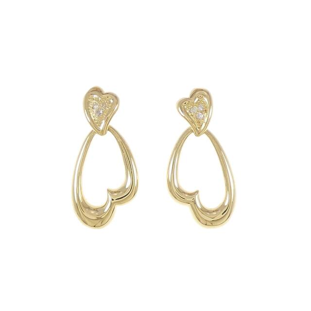 K18YG ハート ダイヤモンド ピアス 0.02CT - ピアス