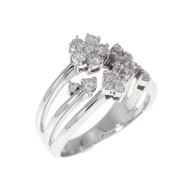 K18WG フラワー ダイヤモンド リング 0.38CT-