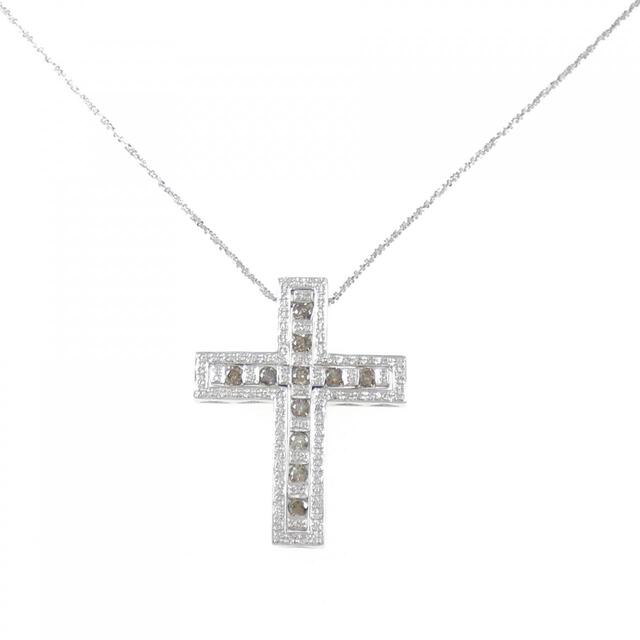 K18WG 2WAY クロス ダイヤモンド ネックレス 0.50CT 玄関先渡し