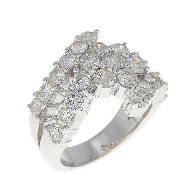 限定価格セール! 750WG 2.52CT リング ダイヤモンド フラワー リング