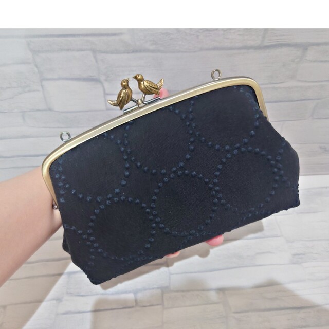 【ブラック】お財布バッグ 長財布 ミナペルホネン dopタンバリン がま口