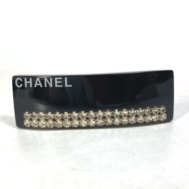 ［正規品］CHANEL ラインストーン バレッタ　ブラック系