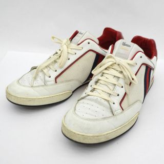 グッチ(Gucci)のGUCCI / グッチ ■ シェリーライン スニーカー ホワイト SIZE：10 ラケット模様ラバー メンズ / MEN / 男性 / ボーイズ / 紳士靴 / クツ / シューズ / SHOES ブランド 中古 [0990009305](スニーカー)