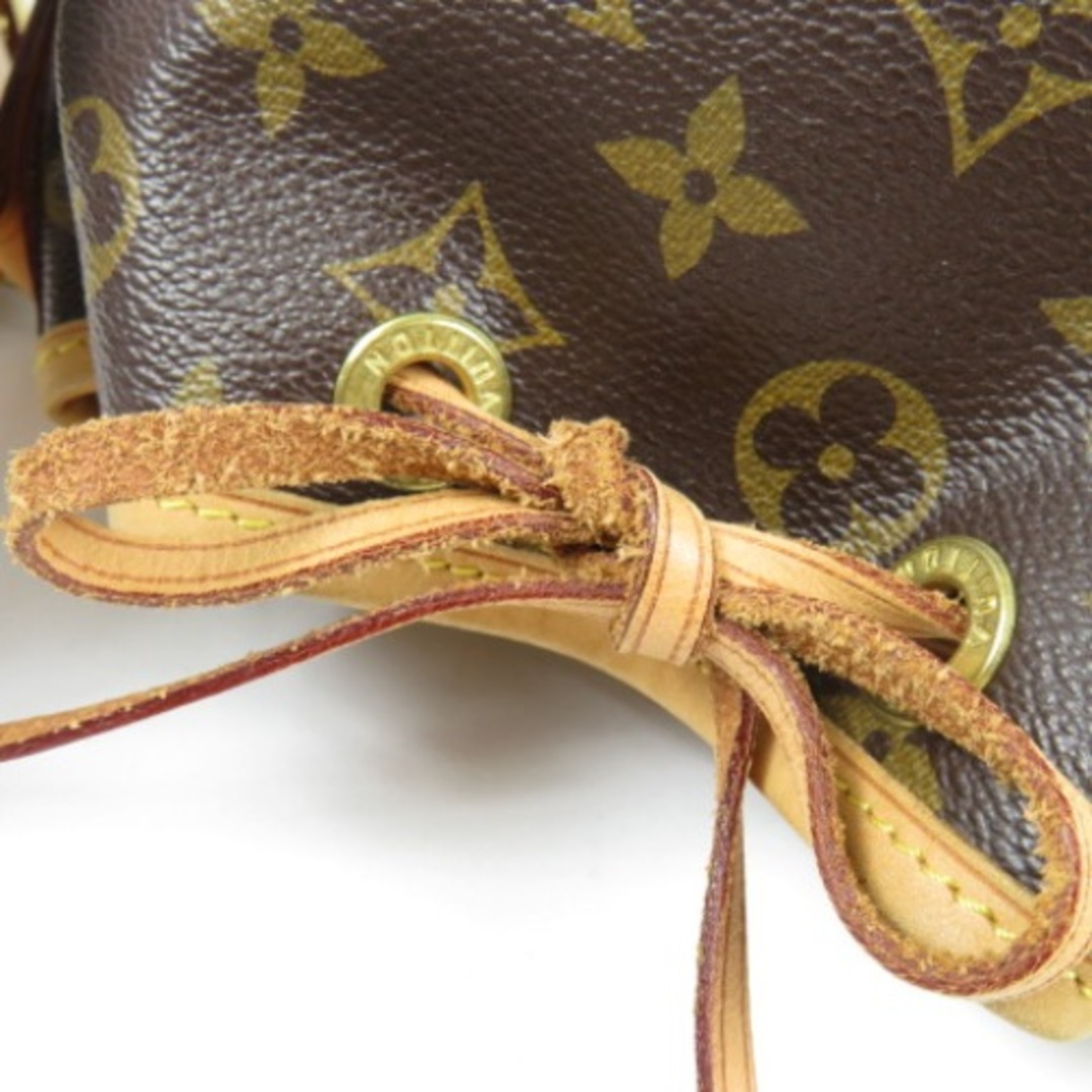 極美品 LOUIS VUITTON ルイヴィトン ミニノエ 巾着 モノグラム ショルダーバッグ PVC/ヌメ革 ブラウン【中古】