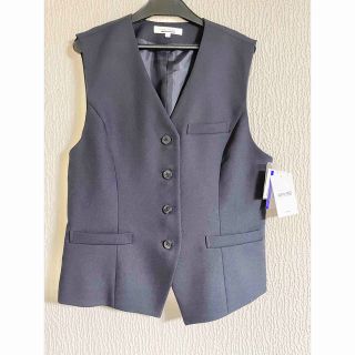 新品タグ付き　紺色事務服ベスト　制服　15号　洗濯可能　帯電防止(ベスト/ジレ)