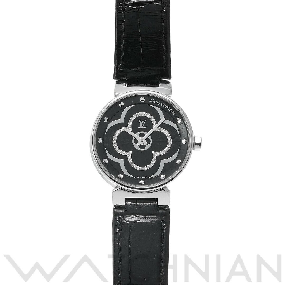 LOUIS VUITTON(ルイヴィトン)の中古 ルイ ヴィトン LOUIS VUITTON QA018Z ブラック /ダイヤモンド レディース 腕時計 レディースのファッション小物(腕時計)の商品写真