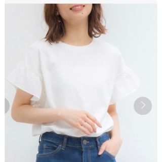 ハニーズ(HONEYS)のハニーズ　袖異素材フリルＴシャツ　L  ホワイト(Tシャツ(半袖/袖なし))