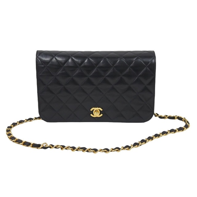 シャネル CHANEL マトラッセ 23cm フルフラップ ターンロック 7番台 ショルダーバッグ ラムスキン ブラック美品 中古 49231