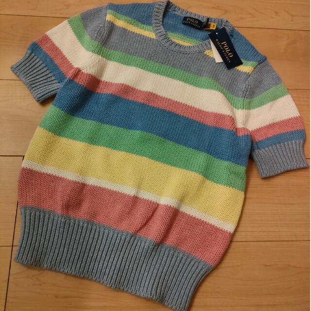 POLO RALPH LAUREN(ポロラルフローレン)の激レア♡タグ付き！マルチカラーボーダーニット ショートスリーブ レディースのトップス(ニット/セーター)の商品写真