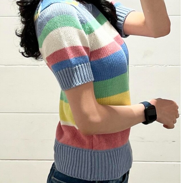 POLO RALPH LAUREN(ポロラルフローレン)の激レア♡タグ付き！マルチカラーボーダーニット ショートスリーブ レディースのトップス(ニット/セーター)の商品写真